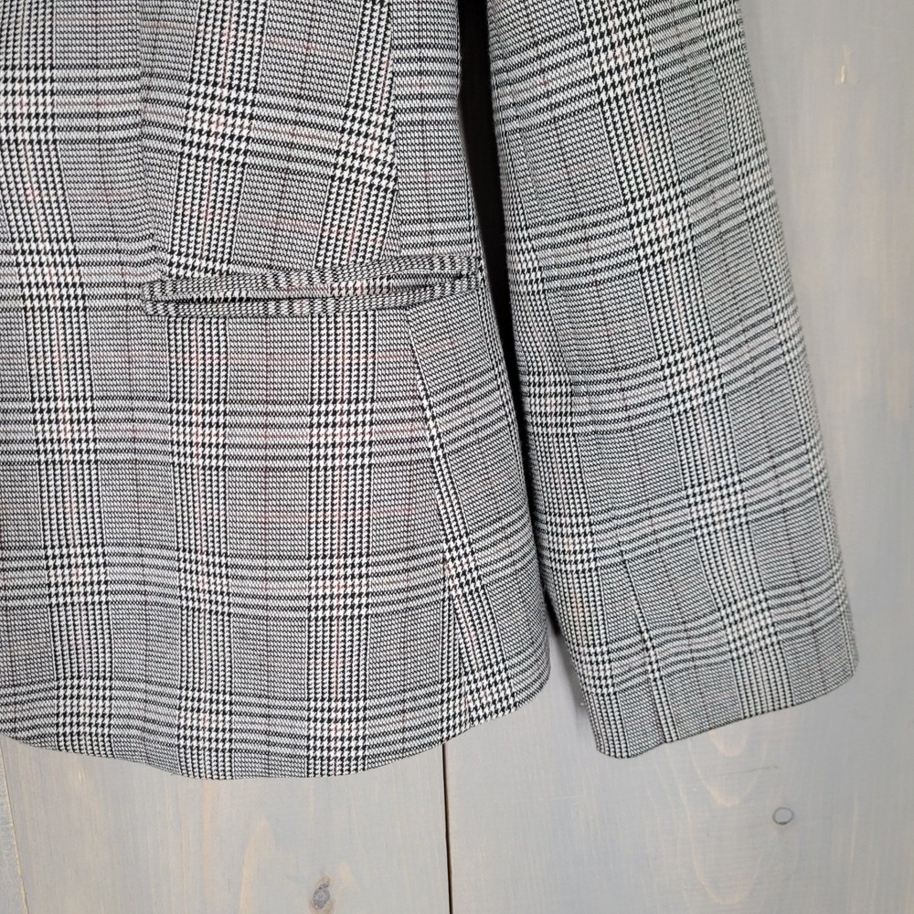 Calvin Klein Blazer Women 4 Grey Glen Plaid Single Button Tailored Jacket - Picture 5 of 9